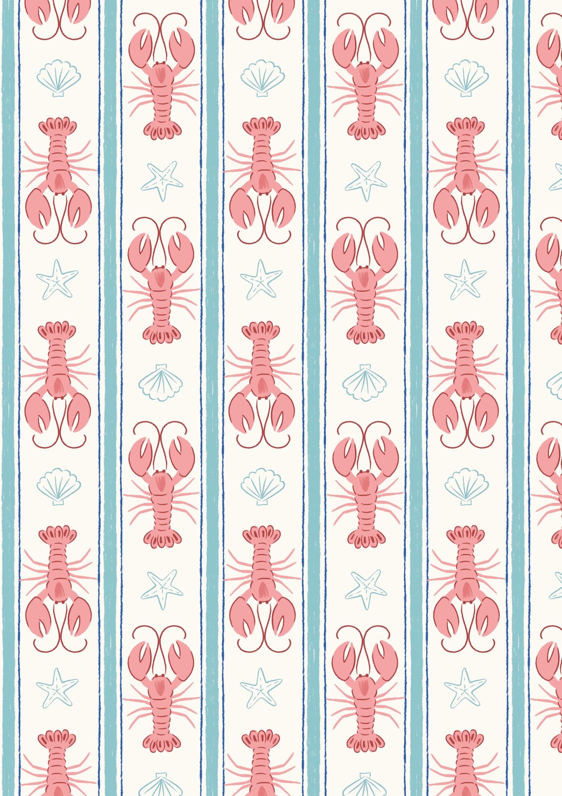 Seas The Day Lobster Stripe L1B by Lewis & Irene (sold in 25cm increments)