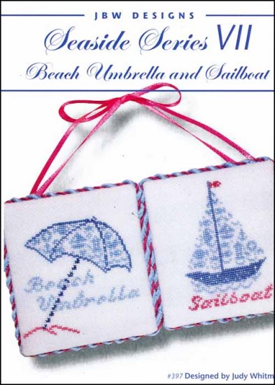 Seaside Series 7: Beach Umbrella and Sailboat Cross Stitch Pattern by JBW Designs