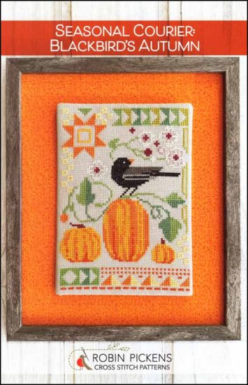 Seasonal Courier: Blackbirds Autumn Cross Stitch Pattern by Robin Pickens