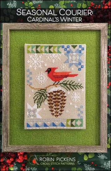 Seasonal Courier: Cardinal's Winter Cross Stitch Pattern by Robin Pickens