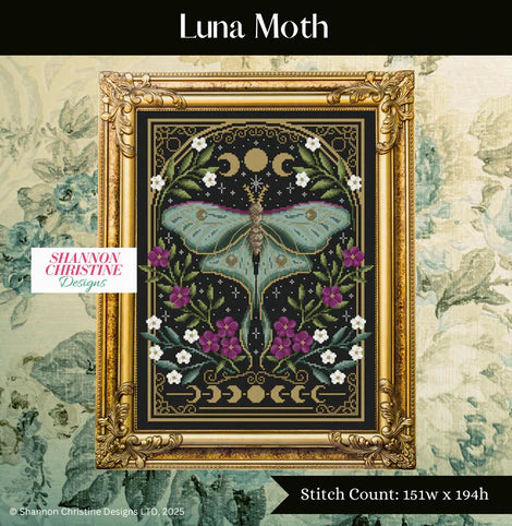 Shannon Christine LUNA MOTH Cross Stitch Pattern