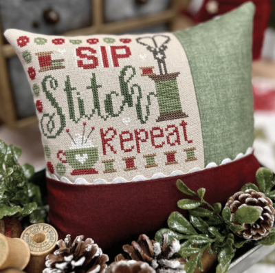Sip, Stitch, Repeat Cross Stitch Pattern by Primrose Cottage Stitches