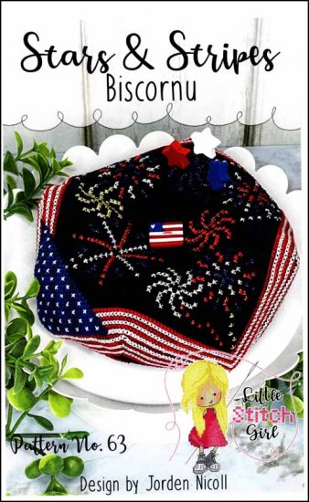 Stars & Stripes Biscornu Cross Stitch Pattern by Little Stitch Girl