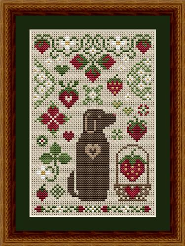Strawberry Dog Cross Stitch Pattern by Happiness Is HeartMade