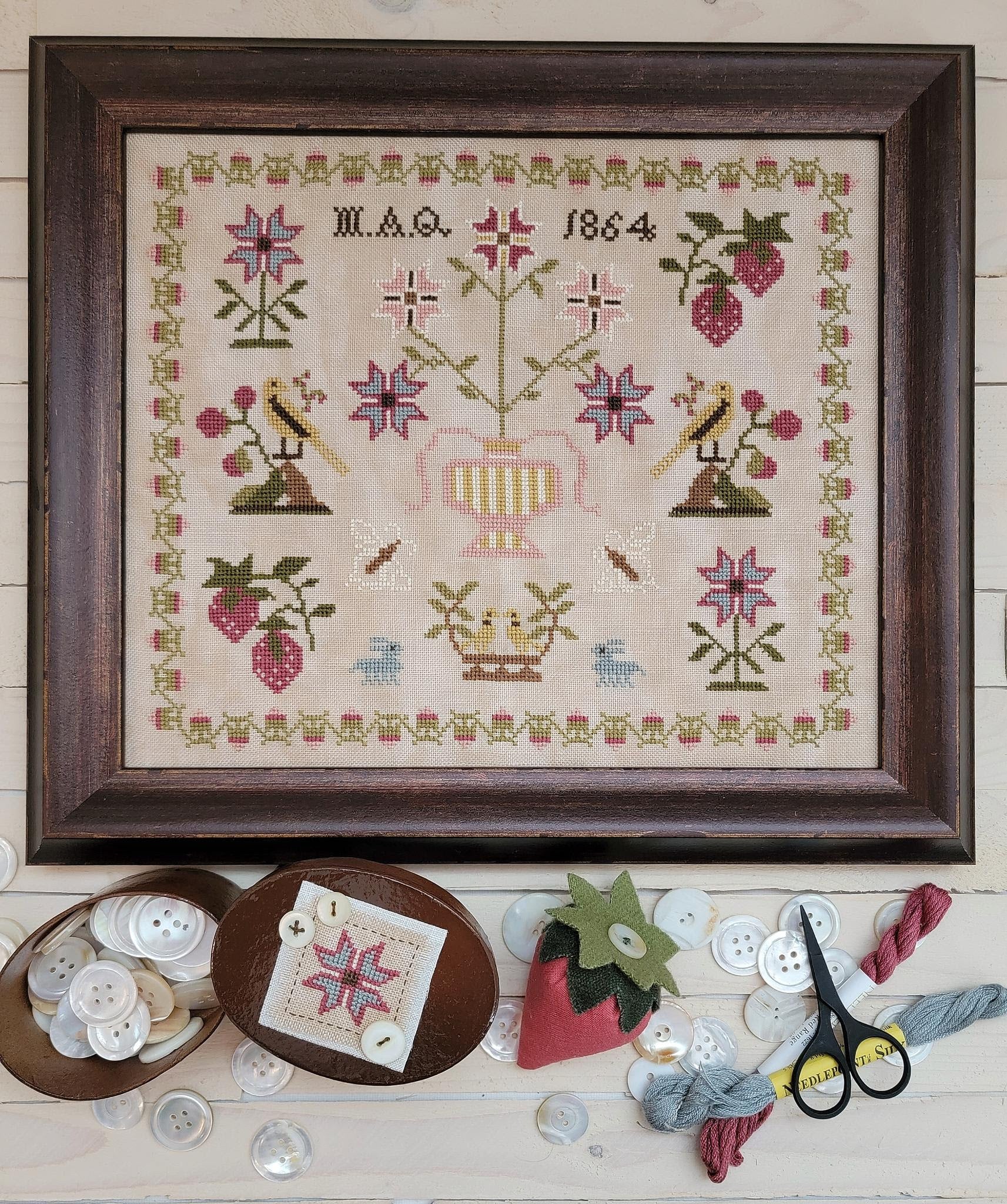 STRAWBERRY SAMPLER FRAGMENT by Hello From Liz Mathews Cross Stitch Pattern