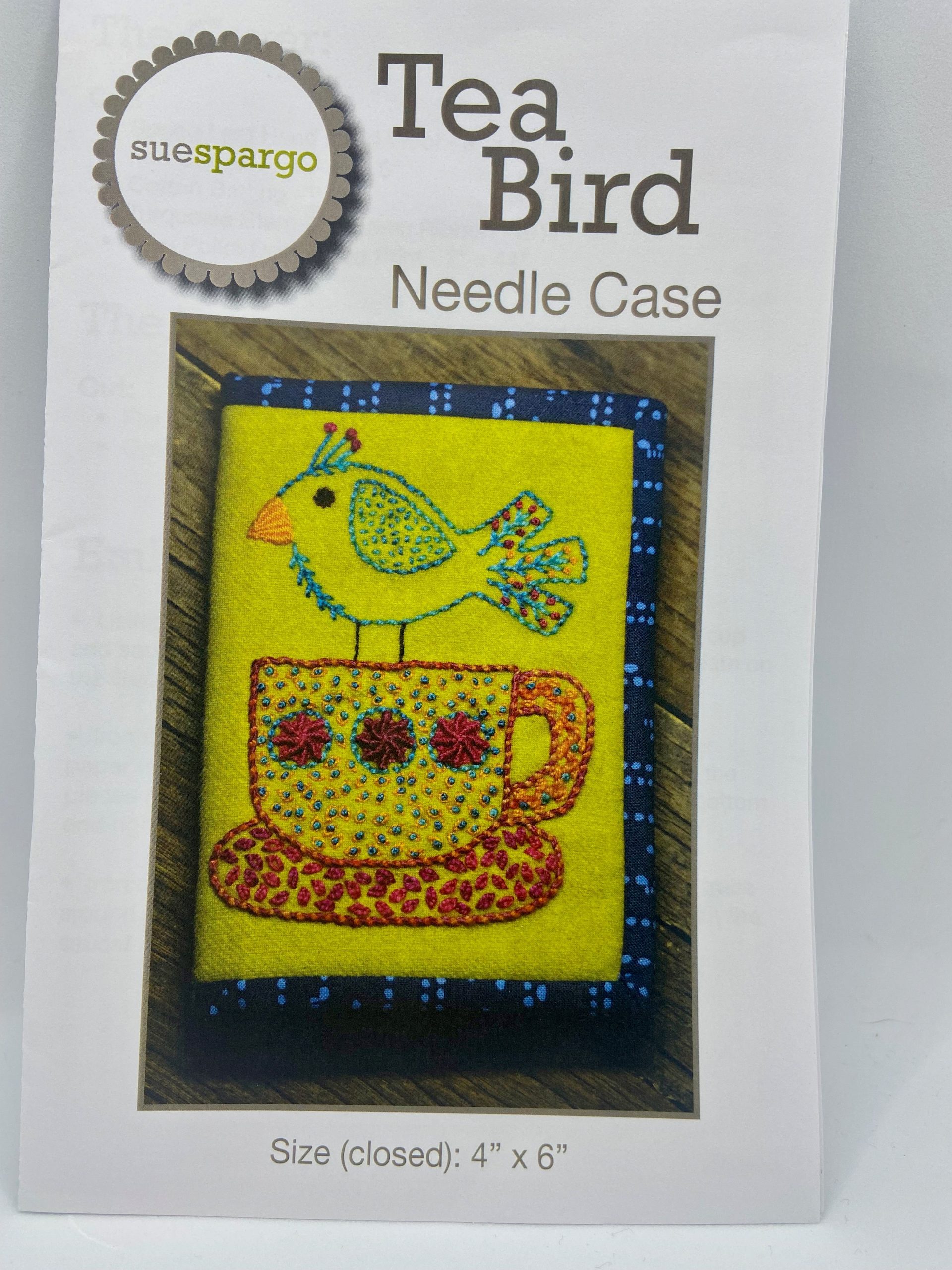 Tea Bird Needle Case pattern by Sue Spargo