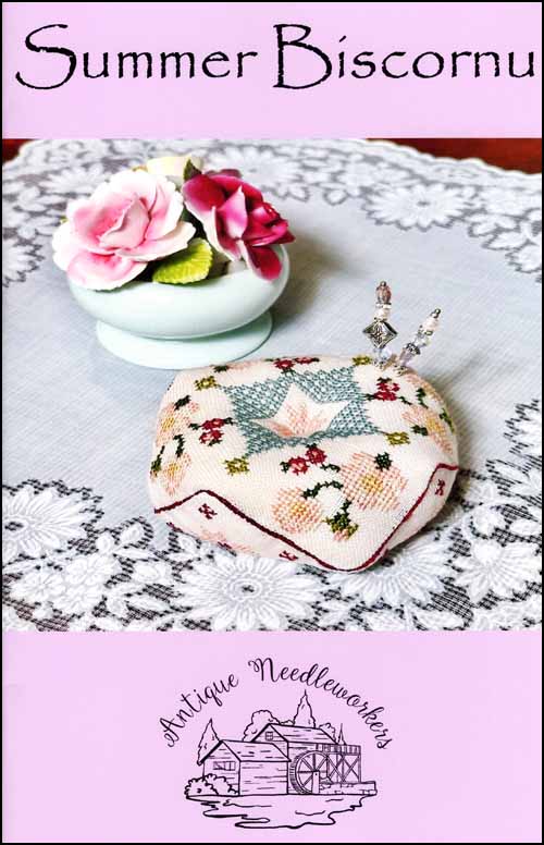 Summer Biscornu Cross Stitch Pattern by Antique Needleworkers