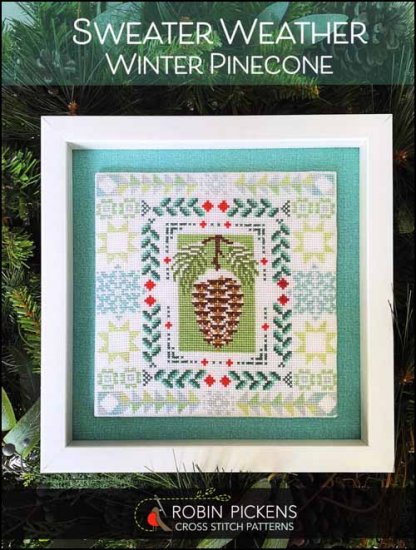 Sweater Weather Winter Pinecone Crossing Cross Stitch Pattern by Robin Pickens