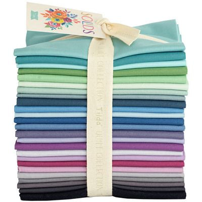 Tilda Basics Solids Fat Quarter Bundle: Cool Colours, 25 pcs