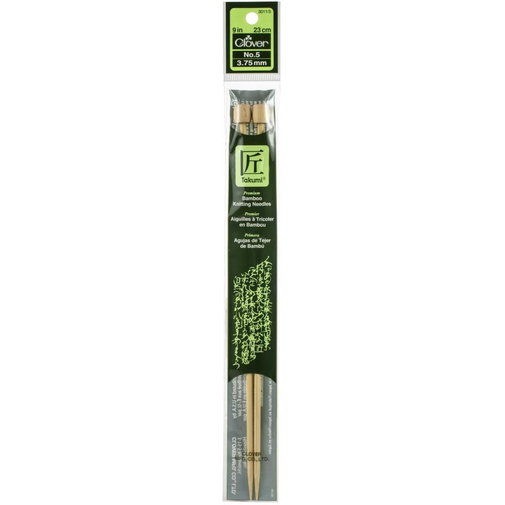 Takumi Bamboo Single Point Knitting Needles by Clover (Size 5/3.75mm - 9-inch)