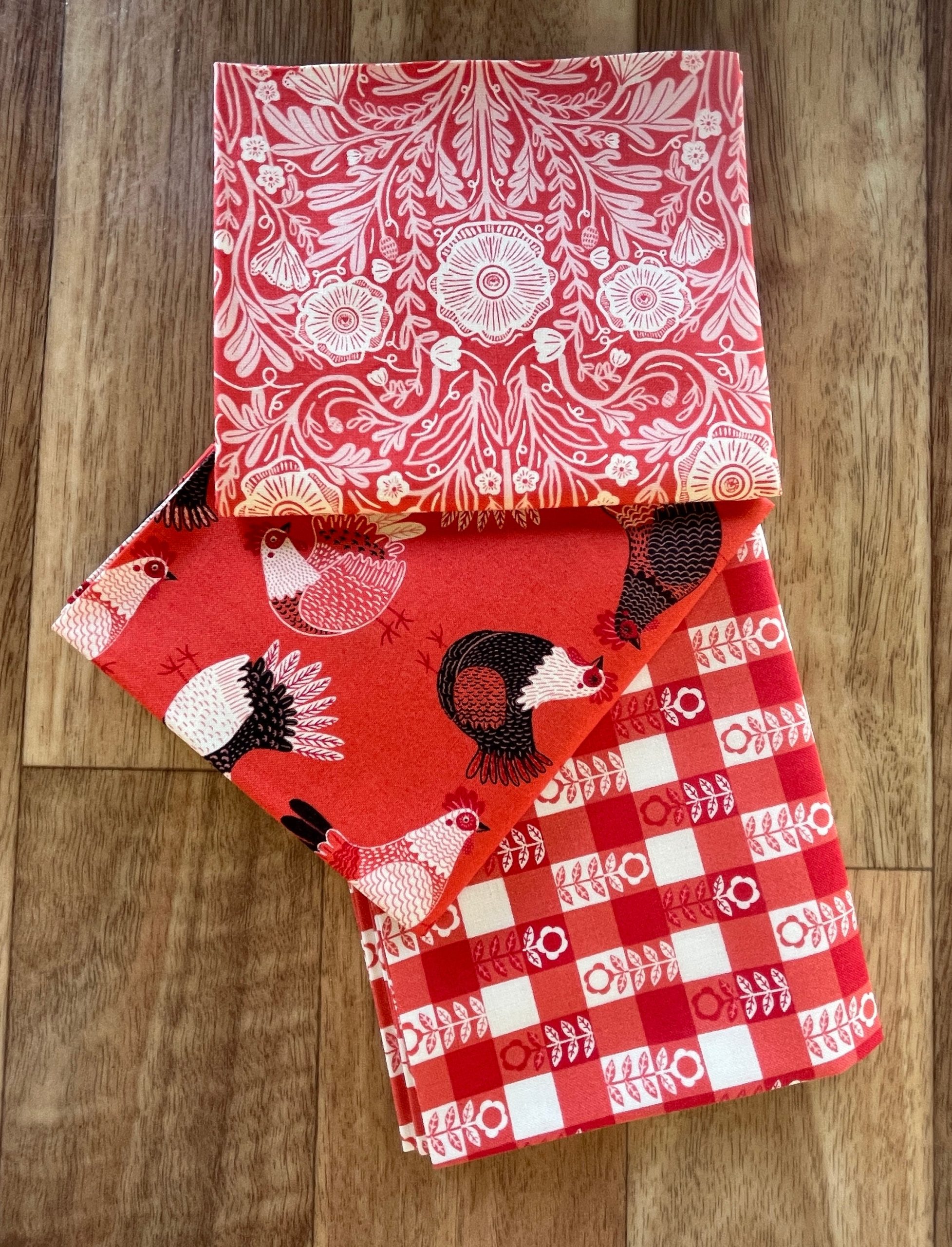 The Henhouse Reds Fat Quarter Bundle by Gingiber for Moda Fabrics
