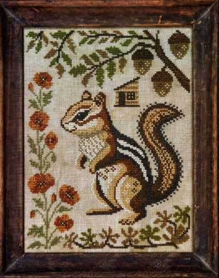 The Chipmunk Cross Stitch Pattern by Cottage Garden Samplings