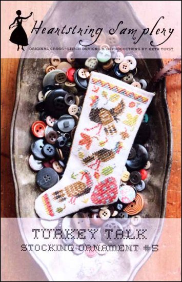 Turkey Talk Stocking Ornament 5 Cross Stitch Pattern by Heartstring Samplery