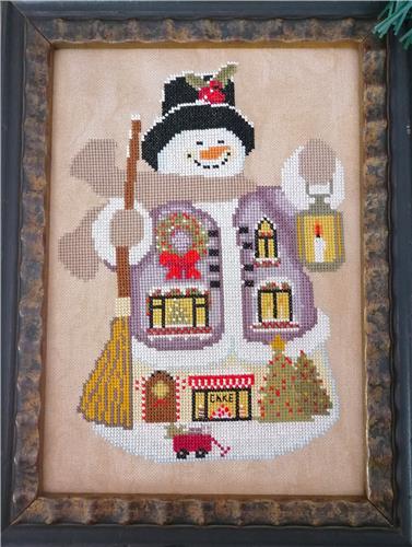 Twin Peak Snowman 2025 Cross Stitch Pattern by Twin Peak Primitives