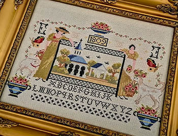 Two Sisters 1809 Sampler Cross Stitch Pattern by Twin Peak Primitives