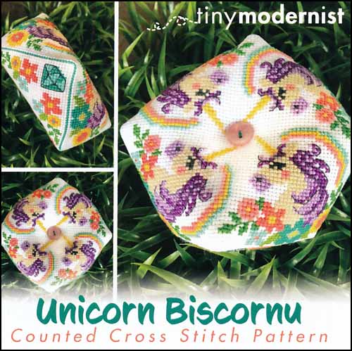 Unicorn Biscornu Cross Stitch Pattern