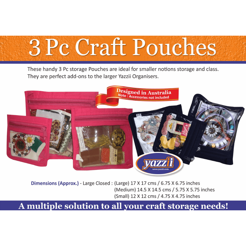 Set of Three Mini Zippered Yazzii Pouches - Purple