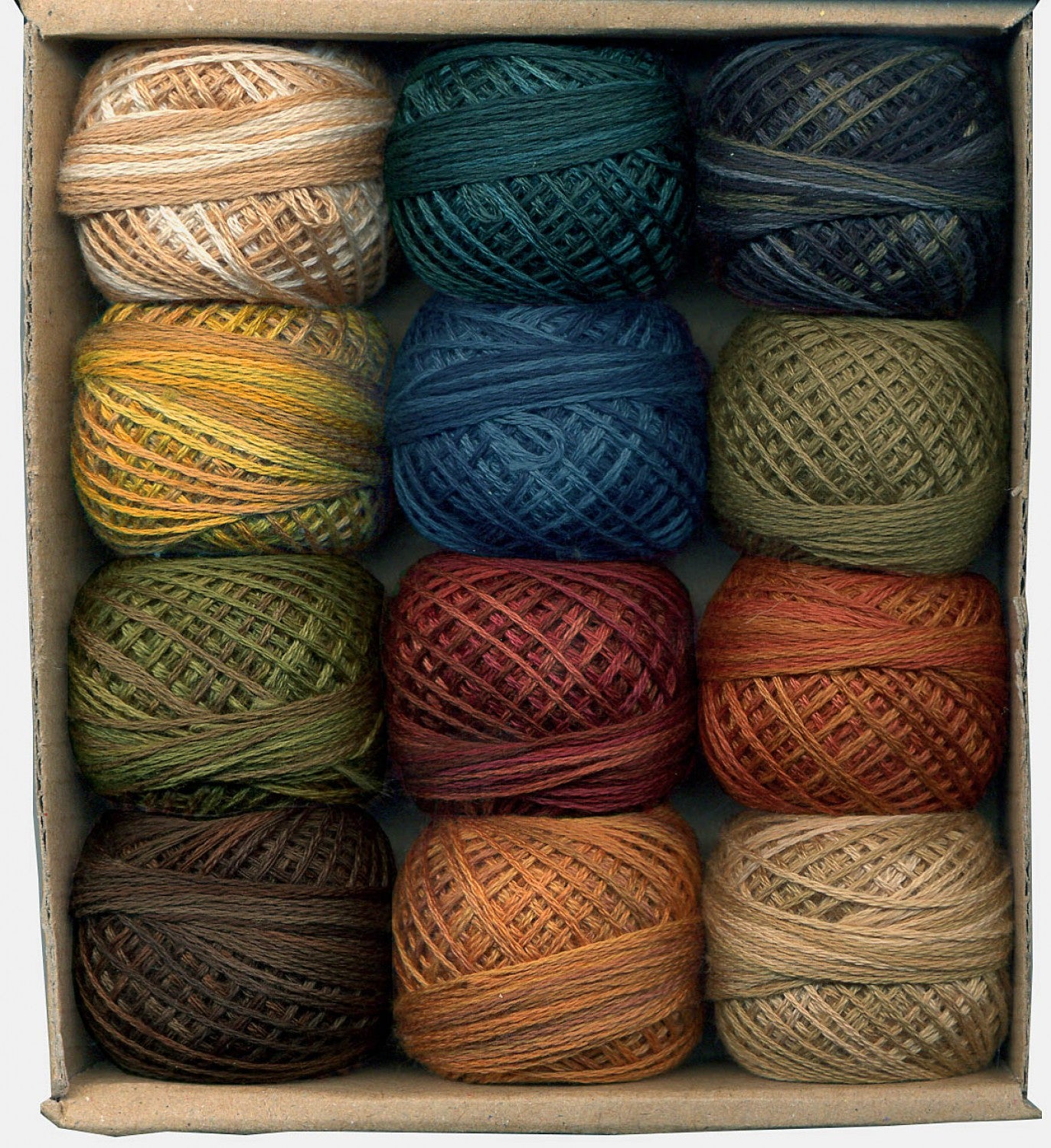Valdani hand-dyed 3-strand cotton floss set of 12 "Folk Art Fusion Collection"