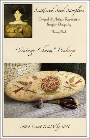 Vintage Charm Pinkeep Cross Stitch Pattern by Scattered Seed Samplers