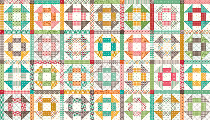 Prairie Home Churn Dash Cream Wideback 108" by Lori Holt for Riley Blake Designs (sold in 25cm increments)