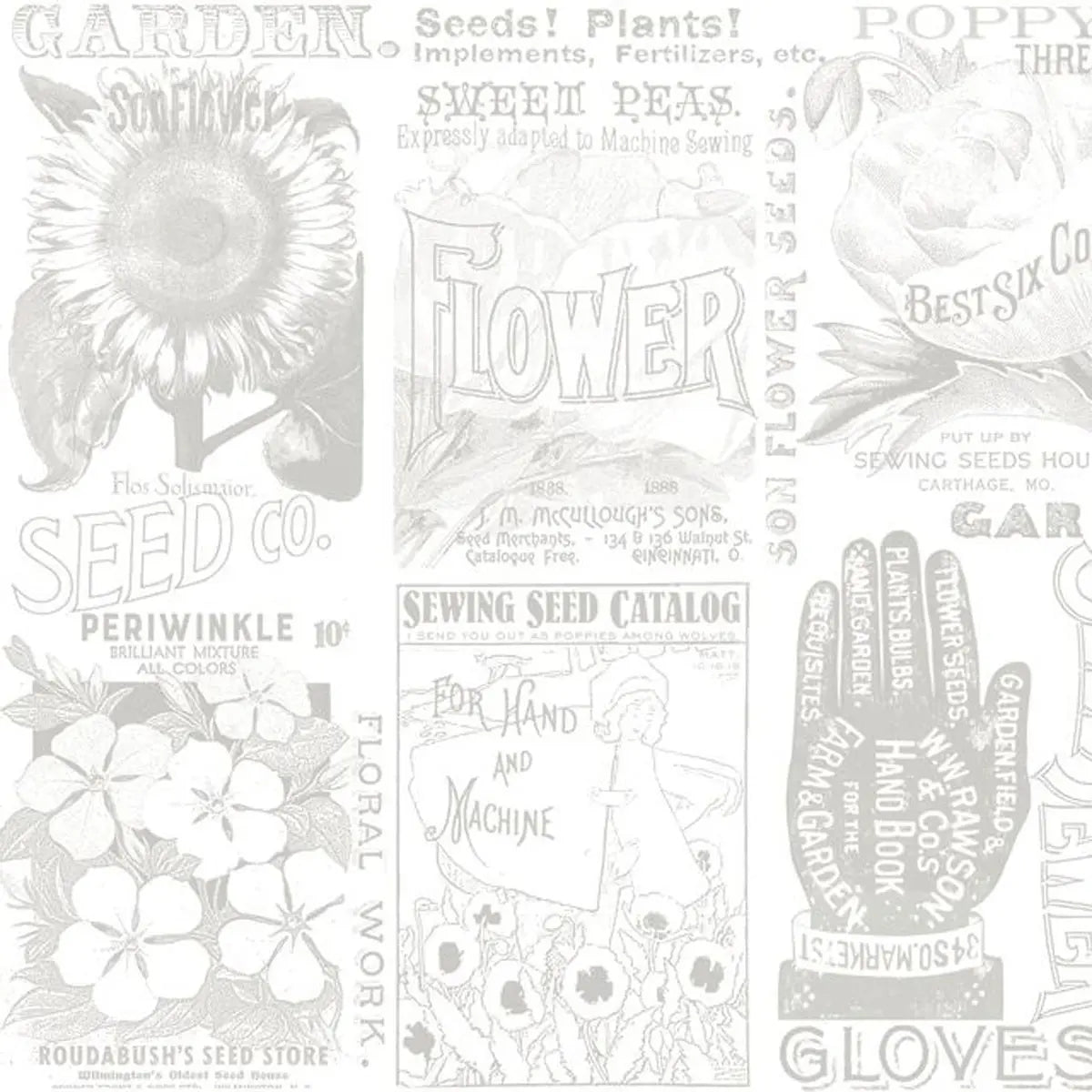 Sewing Seeds III Garden Blender Gray 108" Wide Quilt Backing Fabric