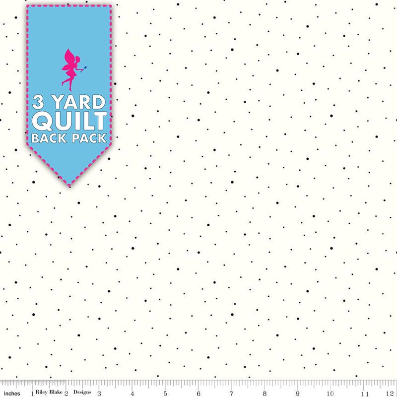 Dapple Dot Black on White 108" Wide 3 Yard Quilt Fabric Back Pack