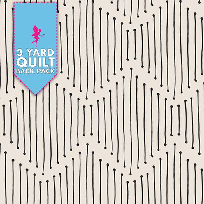 Mindful Paths Black/Cream 108" Wide 3 Yard Quilt Fabric Back Pack