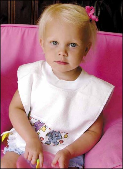 White Pullover Velour Toddler Bib by Charles Craft