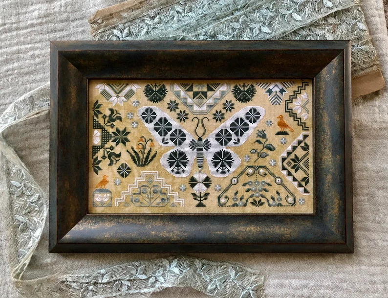 White Winter Moth Cross Stitch Pattern Kathy Barrick