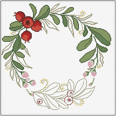 Winter Wreath Cross Stitch Pattern by Alessandra Adelaide Needleworks