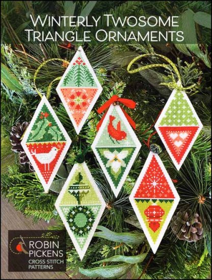 Winterly Twosome Triangle Ornaments Cross Stitch Pattern by Robin Pickens