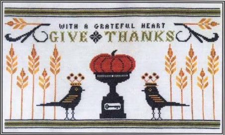 With A Grateful Heart Cross Stitch Pattern by Artful Offerings