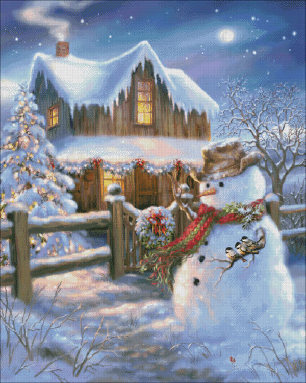 Woodhouse Christmas FULL COVERAGE Cross Stitch Pattern by Heaven and Earth Designs
