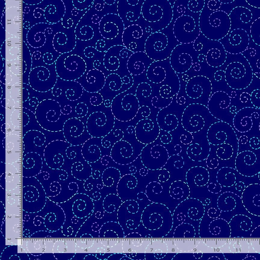 Swirl Blue 108" Wide Quilt Backing Fabric