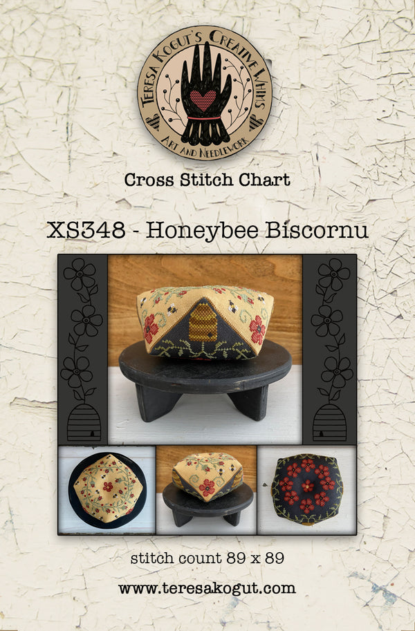 Honeybee Biscornu, by Teresa Kogut pattern