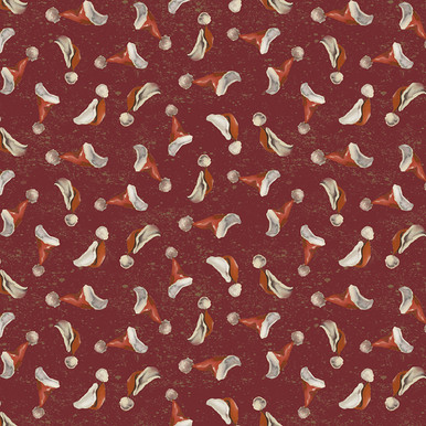 Clothworks Better Not Pout Y3786-83 Vintage Santa Hats Dark Red | SOLD BY THE HALF-YARD