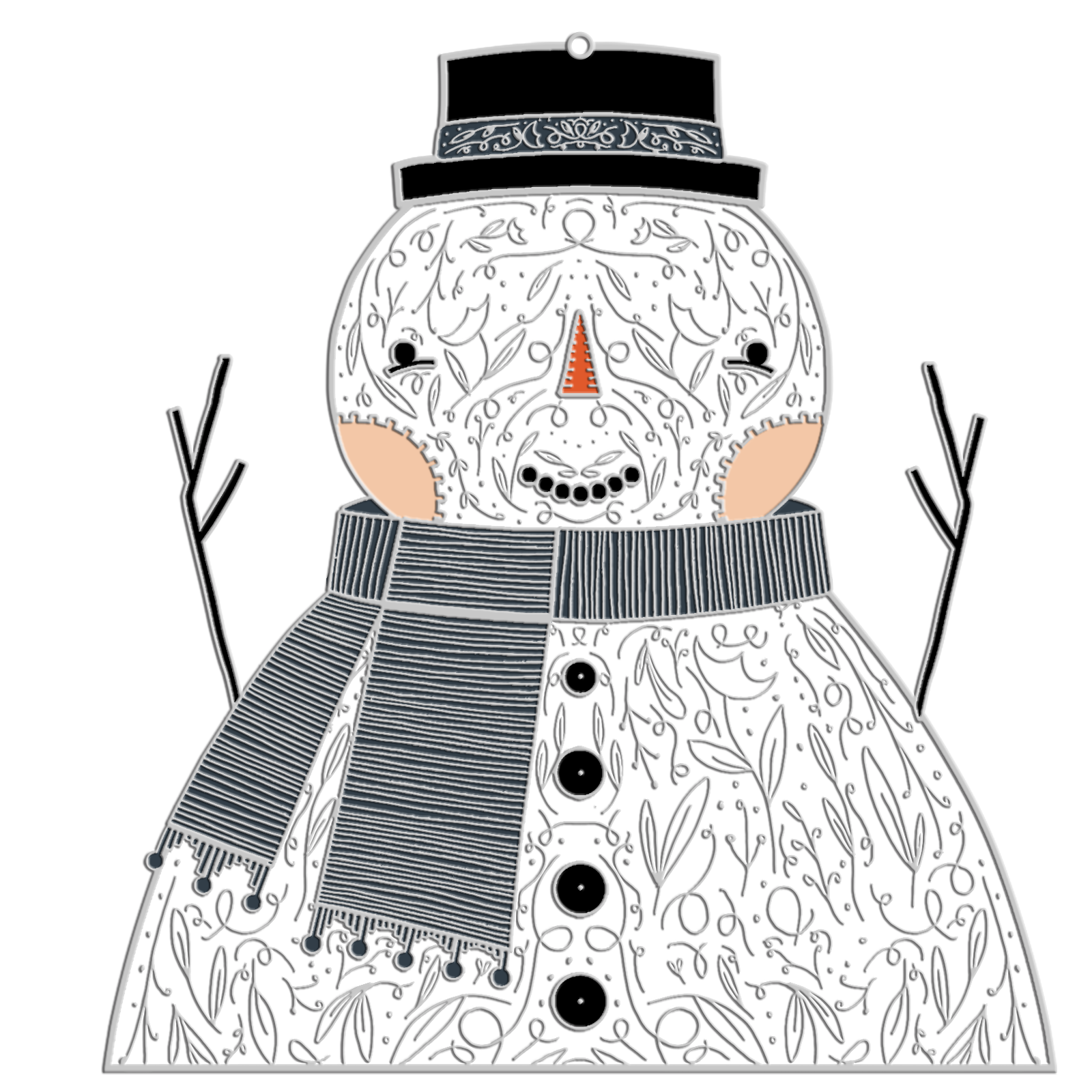 Gingiber Snowman Enamel Ornament