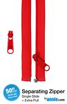 50in Separating Zipper + Extra slide -Atom Red