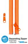 50in Separating Zipper + Extra slide- Pumpkin