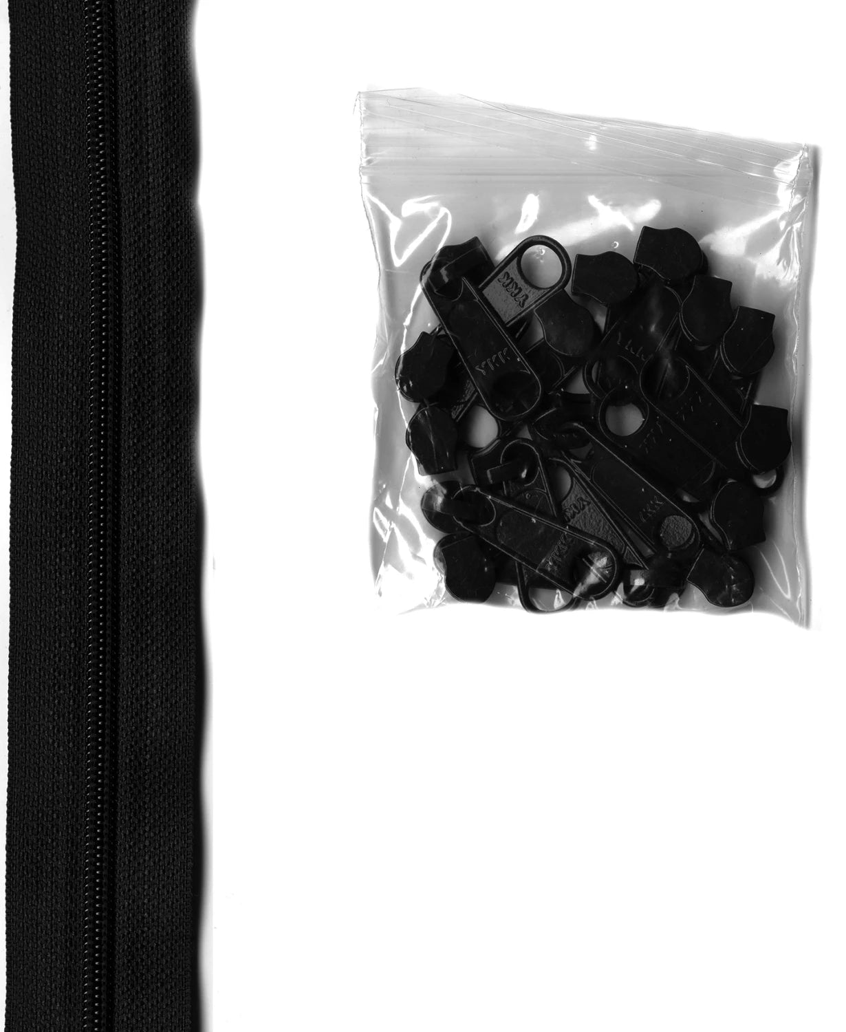 Black Zipper Chain 4 Yards 16 XL Pulls #4.5