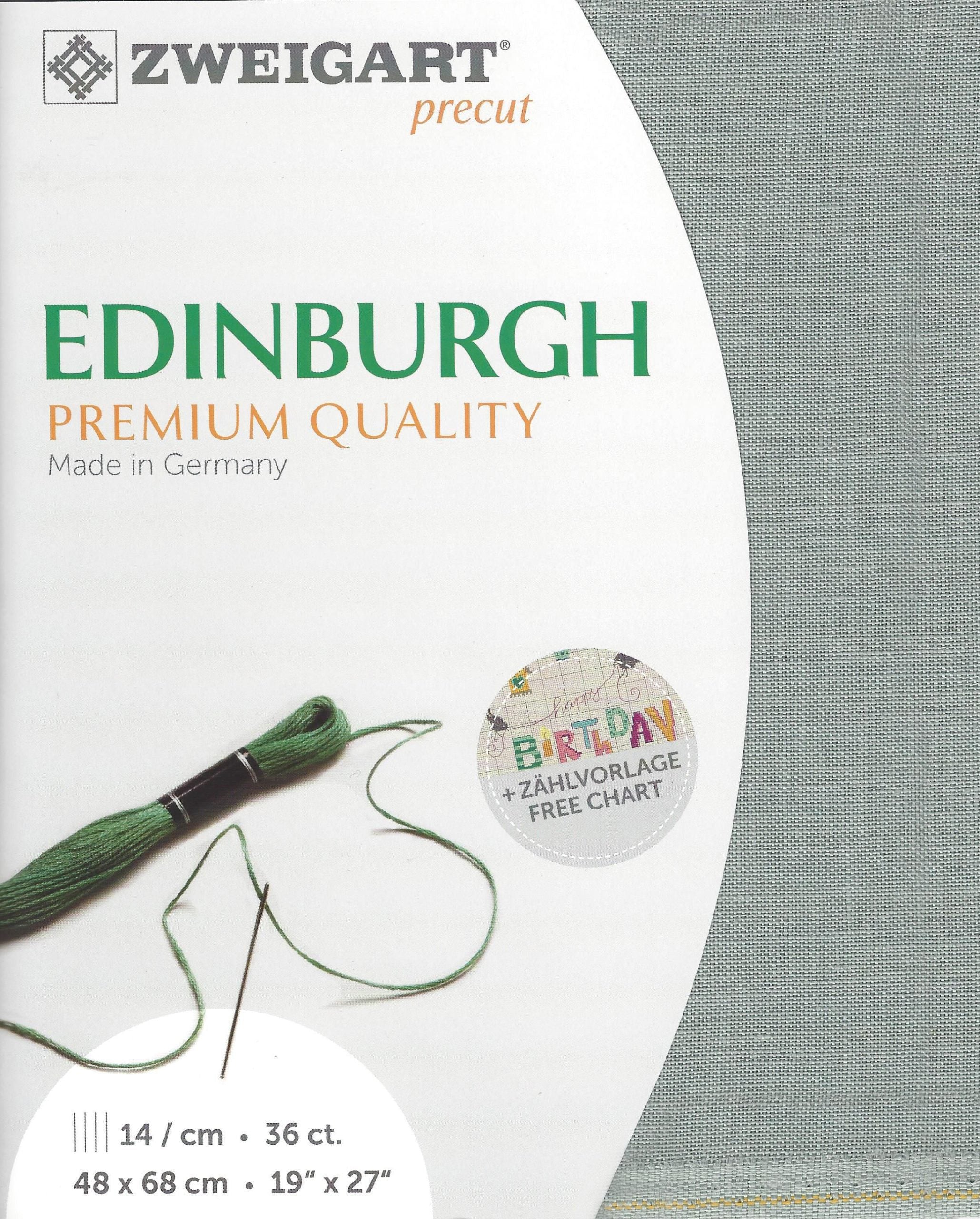 Zweigart Edinburgh 36Ct Smoke Blue Linen Pre Cut