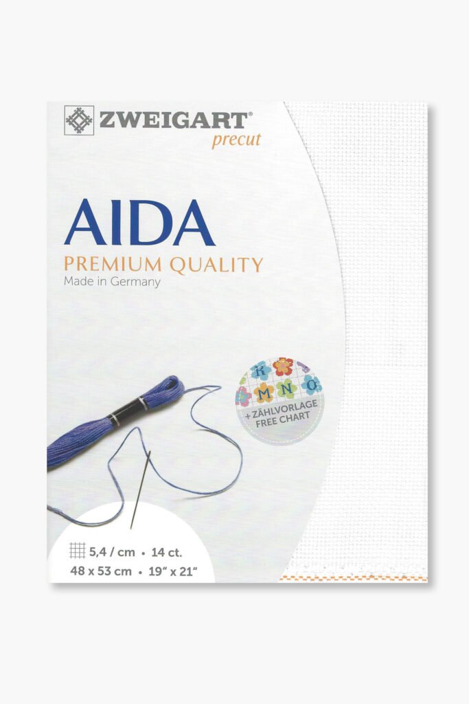 ZWEIGART Aida 3706 – Tissu Aida en coton prédécoupé 14 fils/cm – Couleur 100 – (48 × 53 cm)