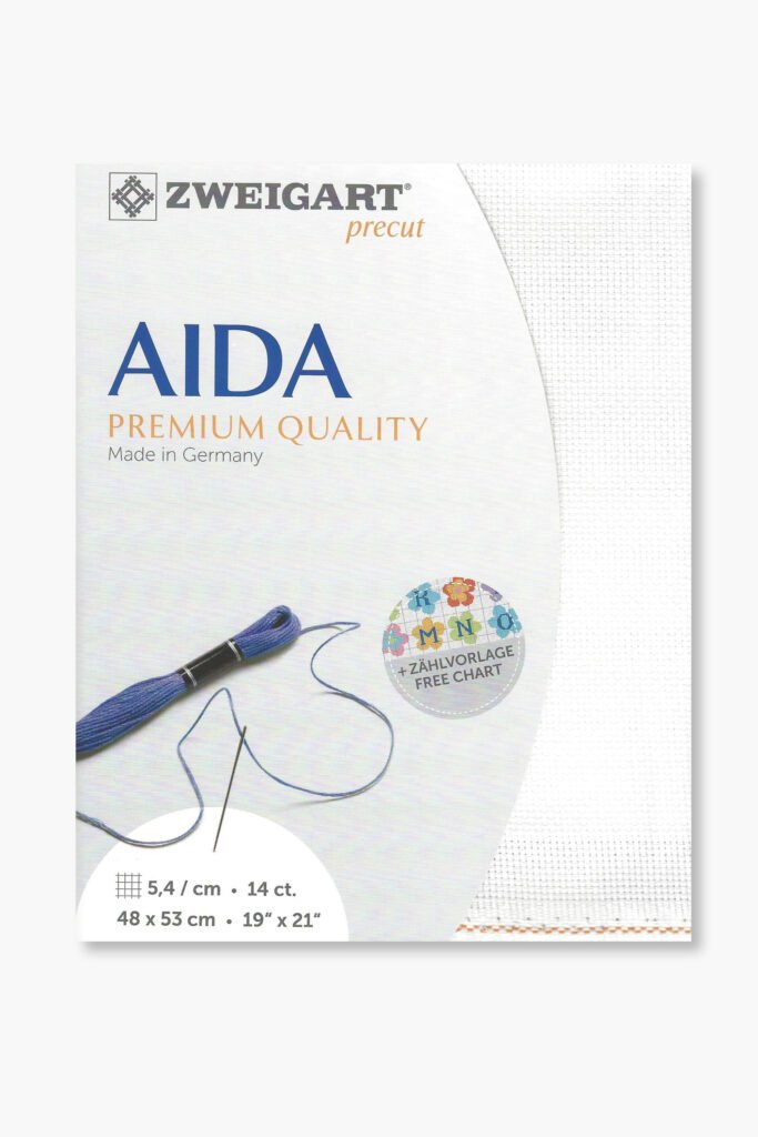 ZWEIGART Aida 3706 – Tissu Aida en coton prédécoupé 14 points – Couleur 101 – (48 × 53 cm)