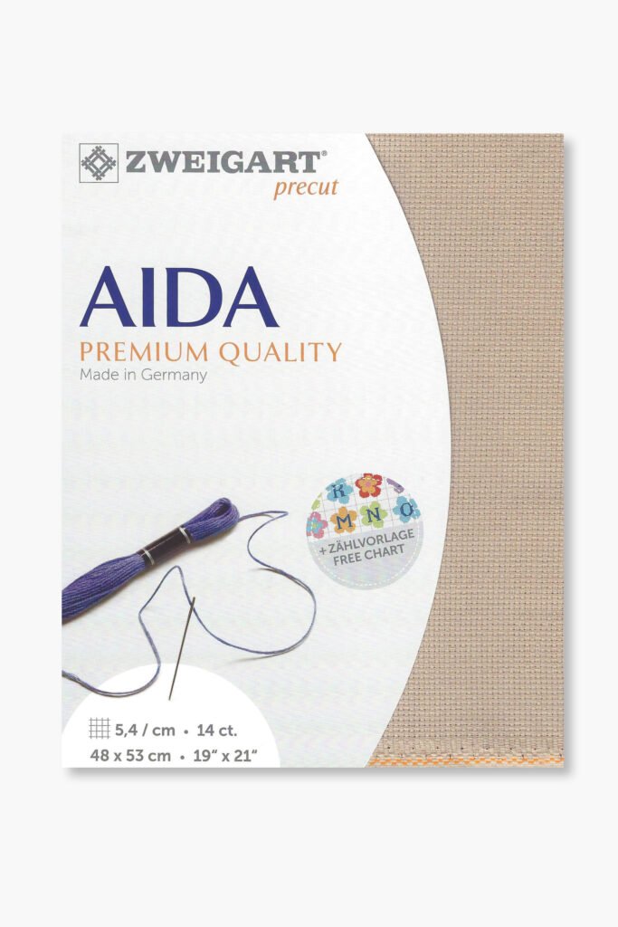 ZWEIGART Aida 3706 – Precut Cotton Aida Fabric 14 Count – Colour 3021- (48 × 53 cm)