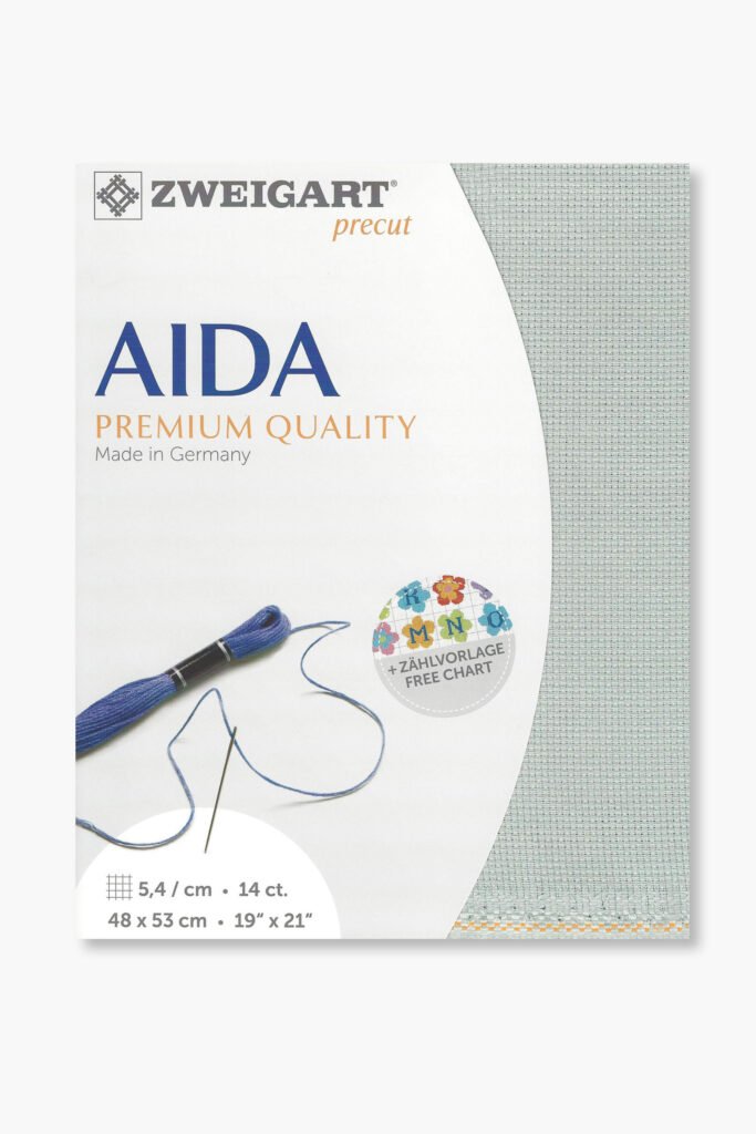 ZWEIGART Aida 3706 – Tessuto Aida di cotone pretagliato 14 count – Colore 718 – (48 × 53 cm)