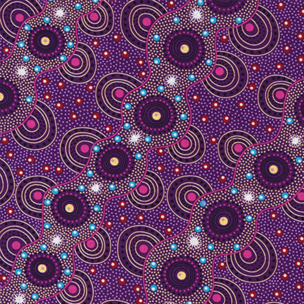 Bush Dreamings of Utopia Purple Fabric Yardage