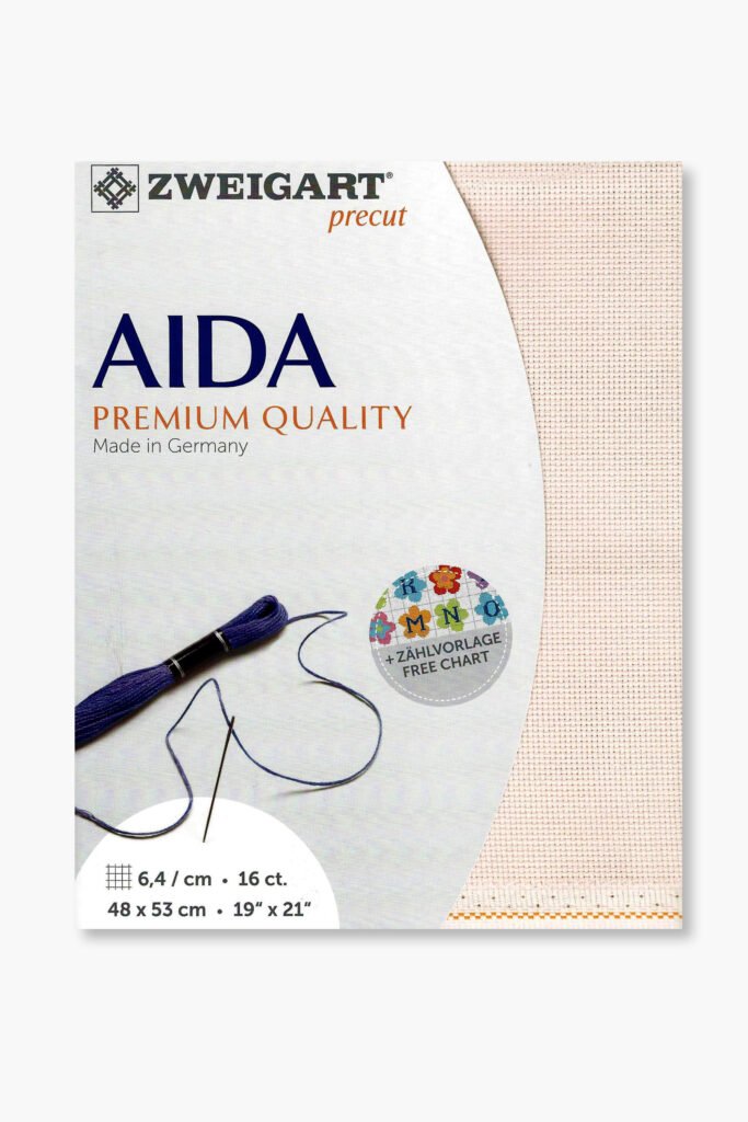 ZWEIGART Aida 3251 – Tissu Aida en coton prédécoupé 16 points – Couleur 4110 – (48 × 53 cm)
