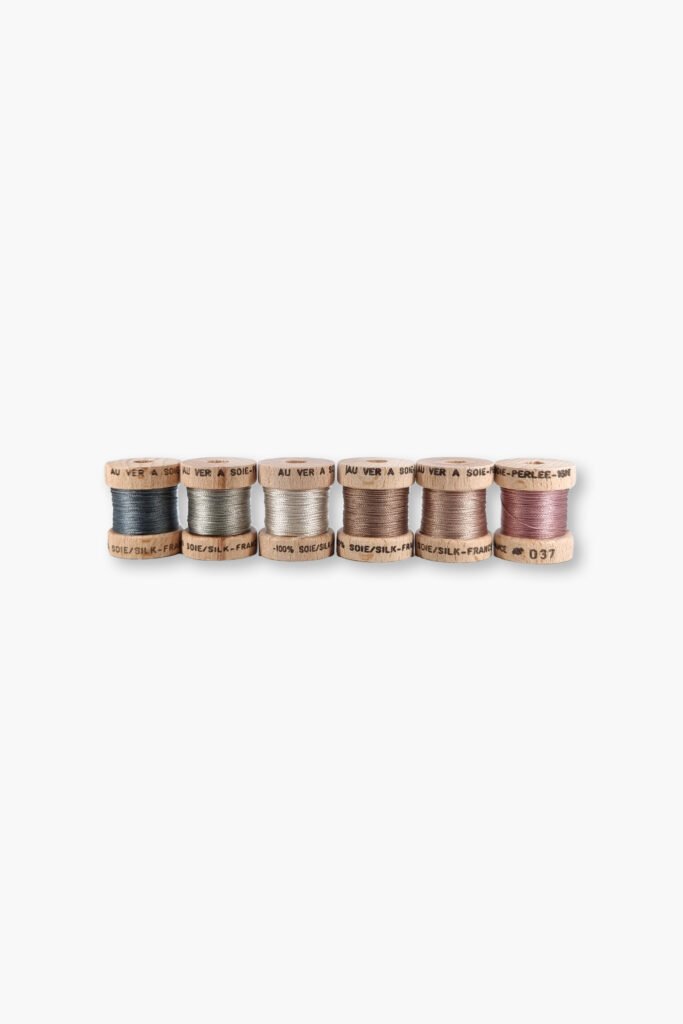Set di 6 Au Ver à Soie Perlée Vintage – 100% Seta – Bobina da 16 m