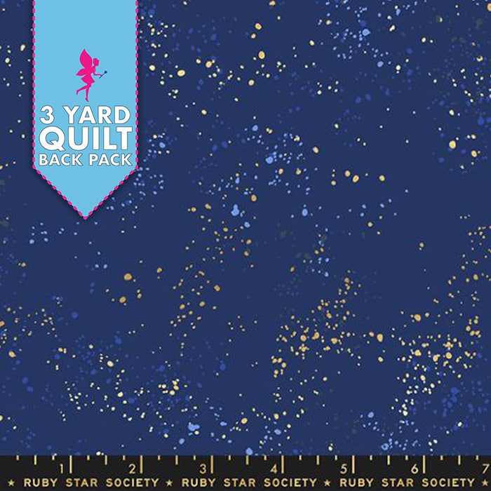 Speckled Navy Metallic 108" Wide 3 Yard Quilt Fabric Back Pack