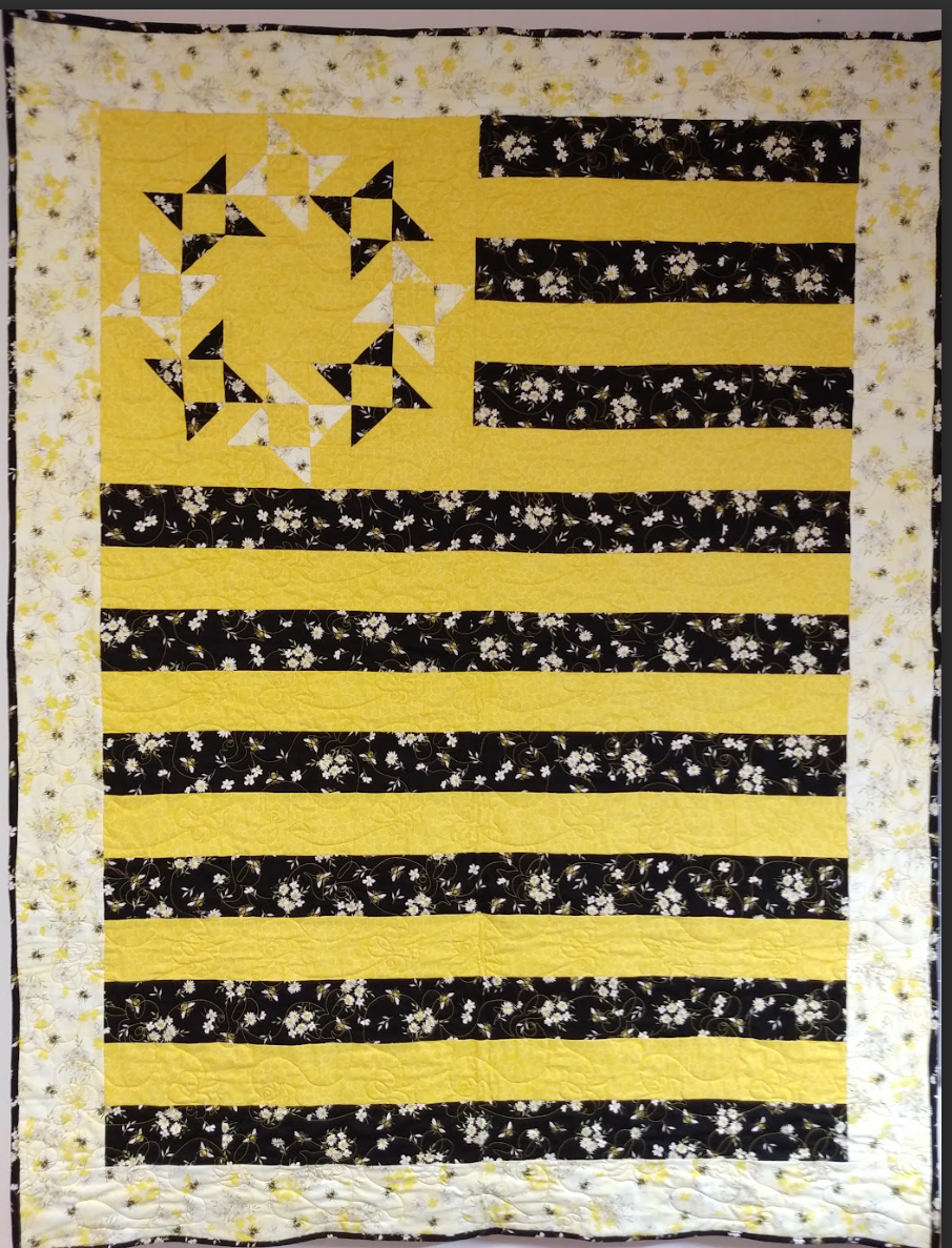 Finished Quilt - Bee Fabric Quilt-Freedom Pattern with Busy Bee Quilting